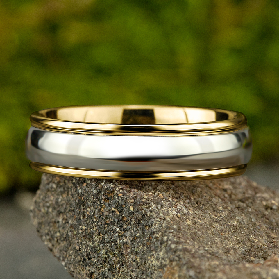 The Captain, 6mm 14K Yellow/White Benchmark Rings