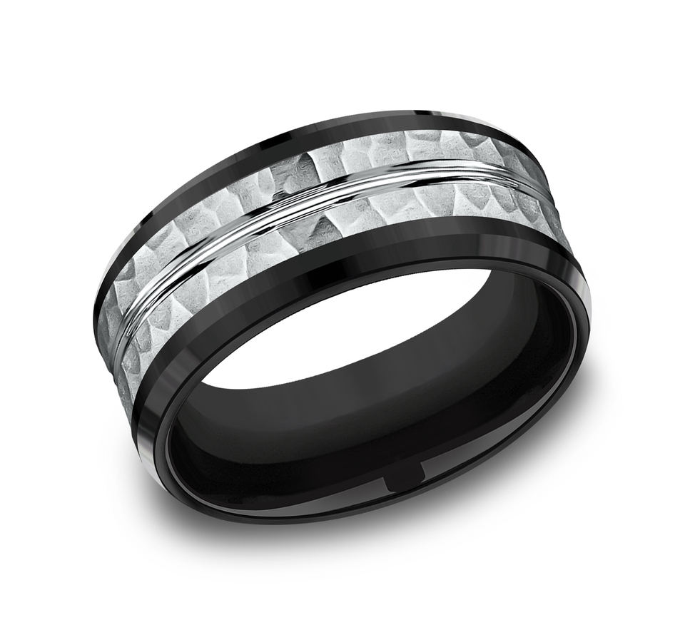 The Ridley, 9mm - Black Titanium/14K White | Benchmark Rings