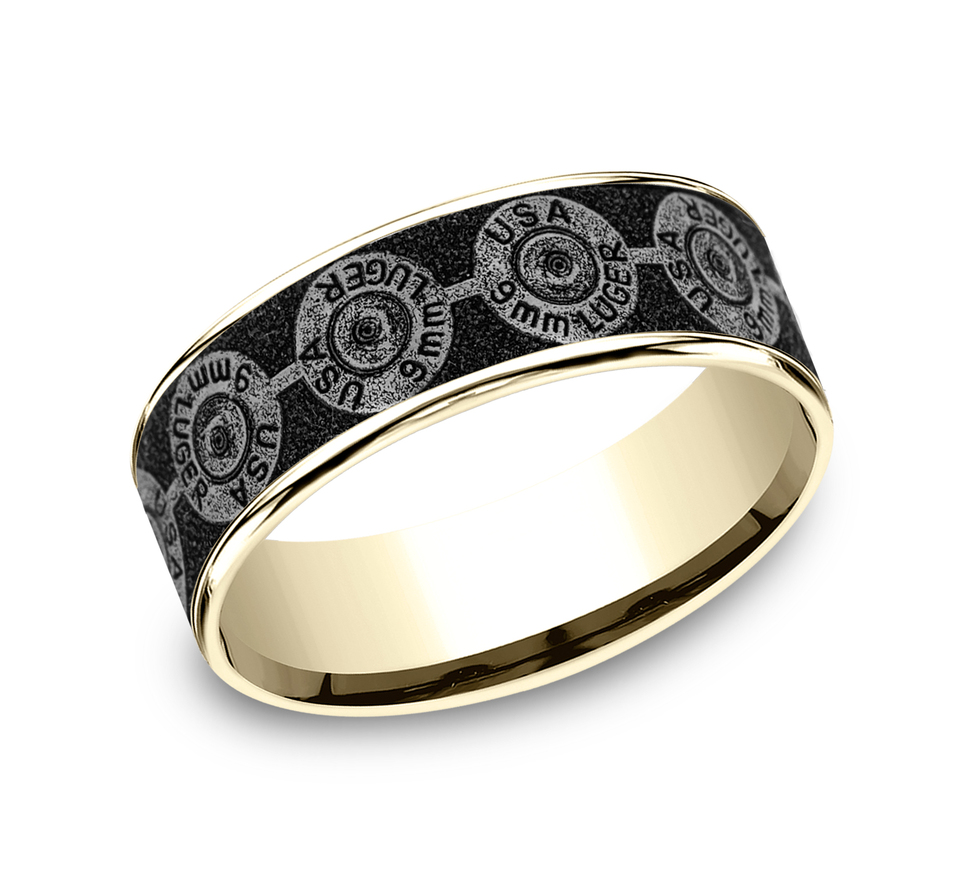 The 9 Mm, 7.5mm - 14K Yellow/Grey-Black Titanium | Benchmark Rings